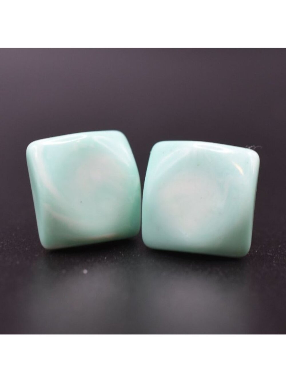 Vintage Mint Green Square Stud Earrings Lightweight Minimalist Style